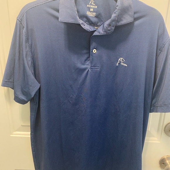 Rhoback The Dogstooth Houndstooth Performance PoloBlue Polo Shirt - Picture 7 of 8